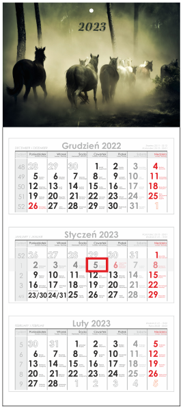 Kalendarze trójdzielne ekonomiczne z główką płaską